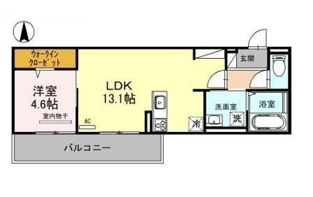 D-ROOM西院(1LDK/1階)の間取り写真