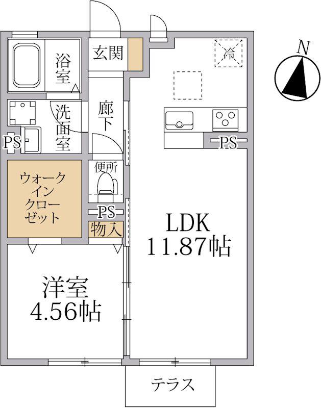 LUANA COURT B(1LDK/1階)の間取り写真