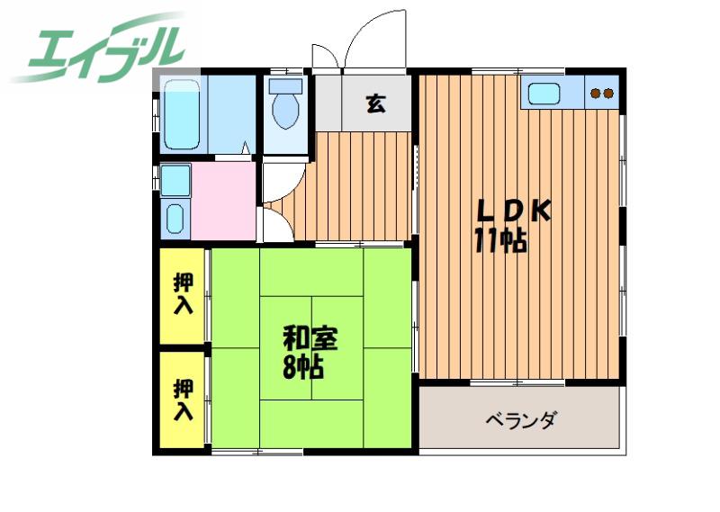 コーポ吉田(1LDK/2階)の間取り写真