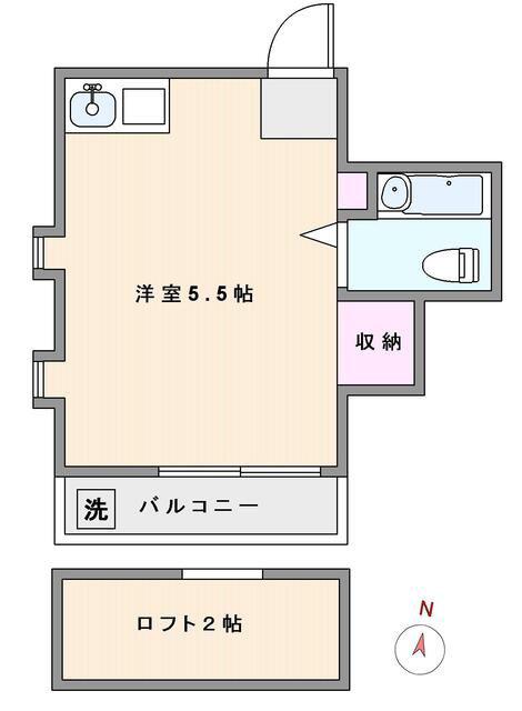 千石ハイム(ワンルーム/2階)の間取り写真