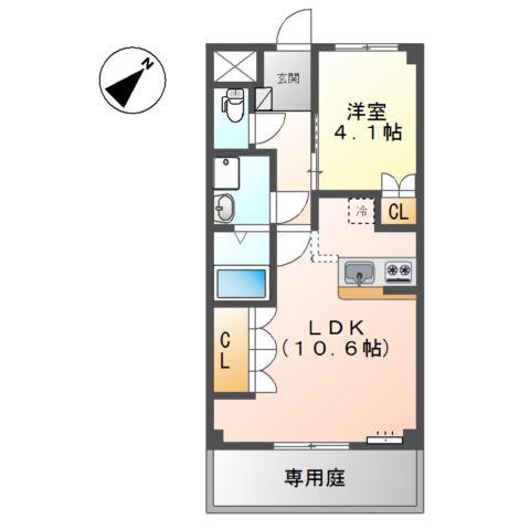 グランドステージ雅(1LDK/1階)の間取り写真