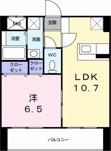 オーレオール(1LDK/6階)の間取り写真