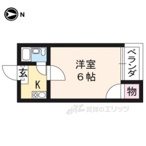 ノベルティー竜安寺(1K/2階)の間取り写真