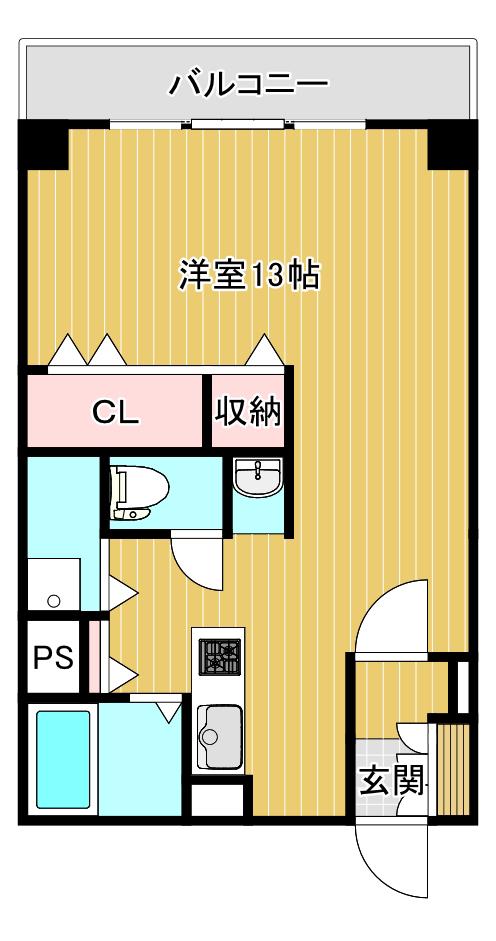 マンション北陸(ワンルーム/5階)の間取り写真