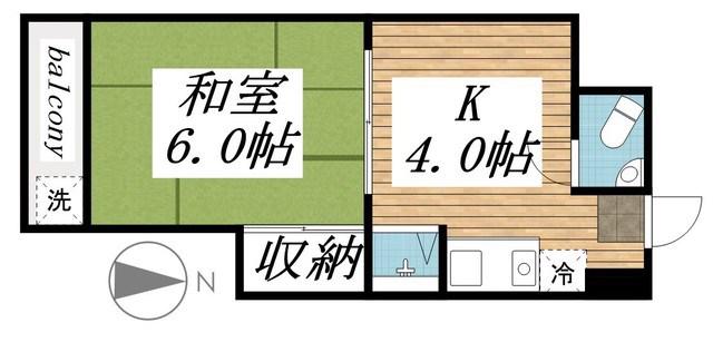 北浦ビル(1K/2階)の間取り写真