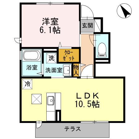 ラフォーレ鵠沼II(1LDK/1階)の間取り写真
