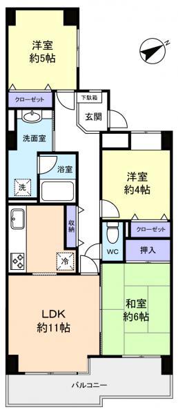 クレセントコート津田沼(3LDK/3階)の間取り写真
