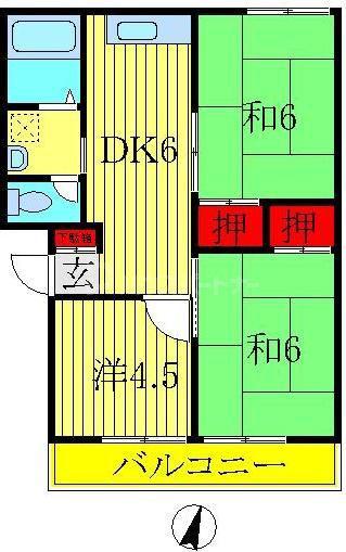 グリーンパーク南柏(3DK/1階)の間取り写真