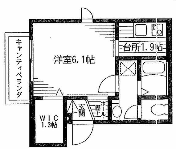 ブラン千駄木(1K/3階)の間取り写真