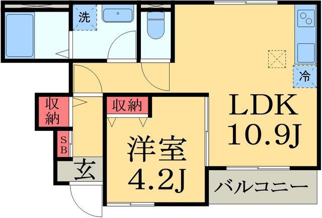 FORTUNE(1LDK/1階)の間取り写真