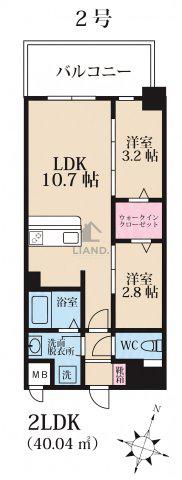 モダンパラッツォけやき通(2LDK/6階)の間取り写真