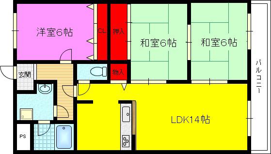 トムズコート悠希(3LDK/2階)の間取り写真