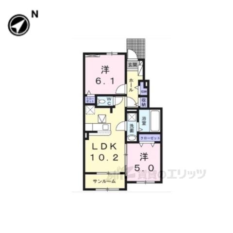 ボナールⅡ(2LDK/1階)の間取り写真