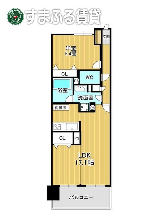 リコットタワー岡崎康生(1LDK/13階)の間取り写真