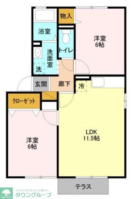 プリムヴェール壱番館/弐番館(2LDK/2階)の間取り写真