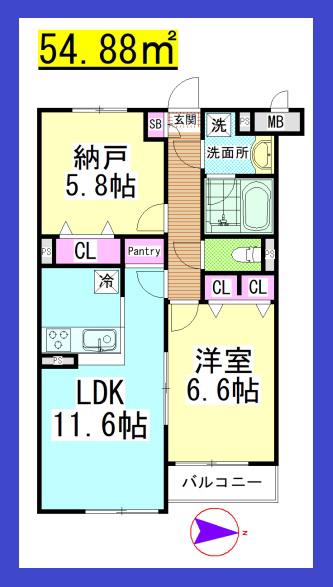 SF BRANCHE(1SLDK/1階)の間取り写真