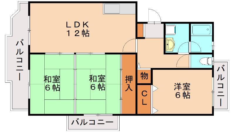 レジデンス渡邊II(3LDK/3階)の間取り写真