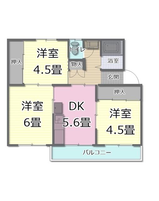 ドミールサニー下松(3DK/2階)の間取り写真