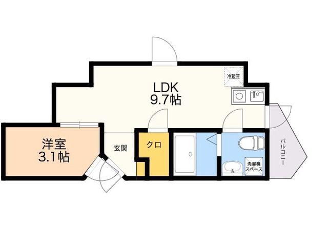 ガレット大池通(ワンルーム/4階)の間取り写真