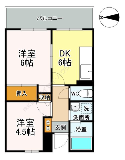 第9エルム大倉山(2DK/1階)の間取り写真