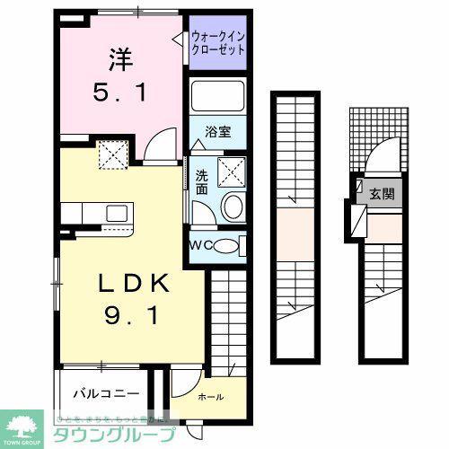 ライフベリー石原(1LDK/3階)の間取り写真