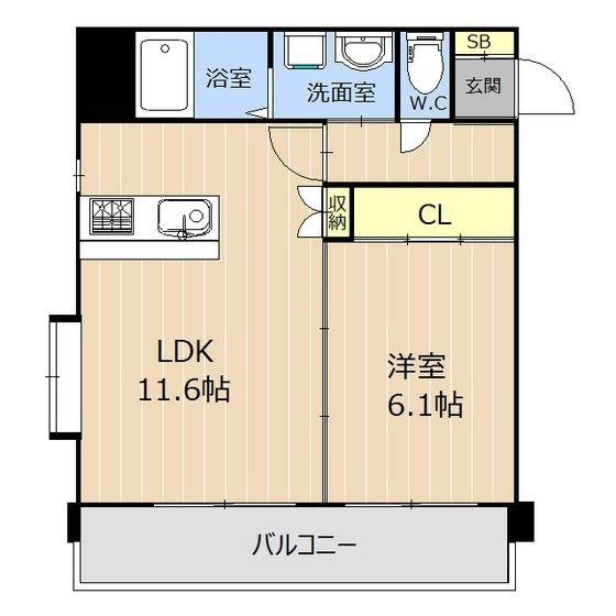 セルジュ水前寺公園(1LDK/10階)の間取り写真