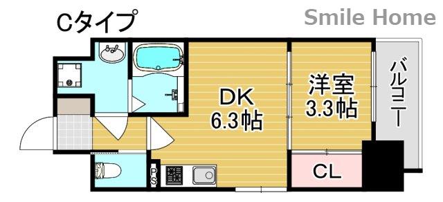 AVANTIO GRANDE住之江(1DK/6階)の間取り写真