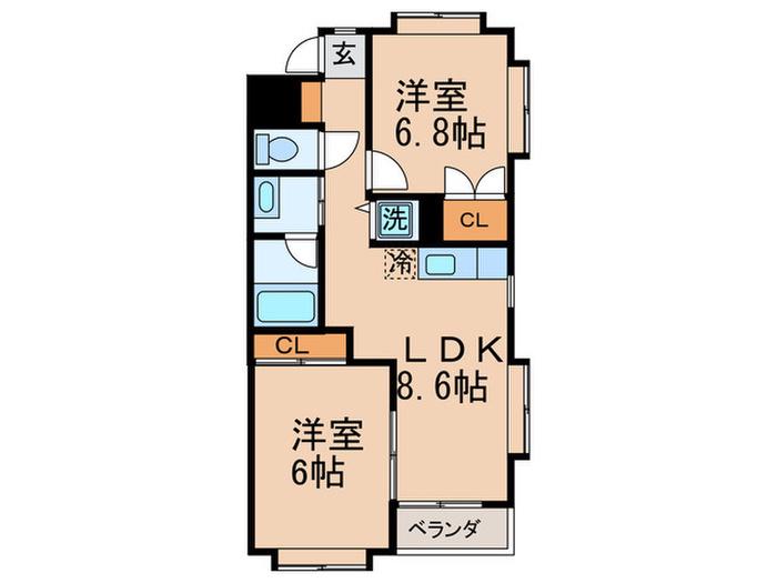 レソール大森西(2LDK/2階)の間取り写真