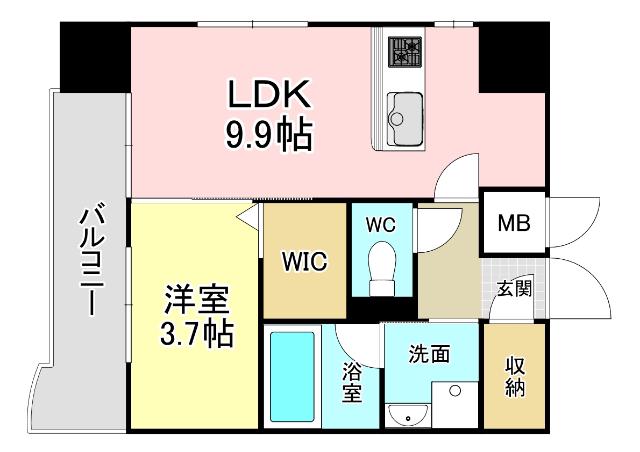 プレジデンス ざ旦過(1LDK/7階)の間取り写真