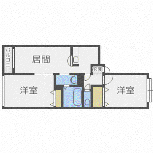 グレースガーデン南円山(2LDK/2階)の間取り写真