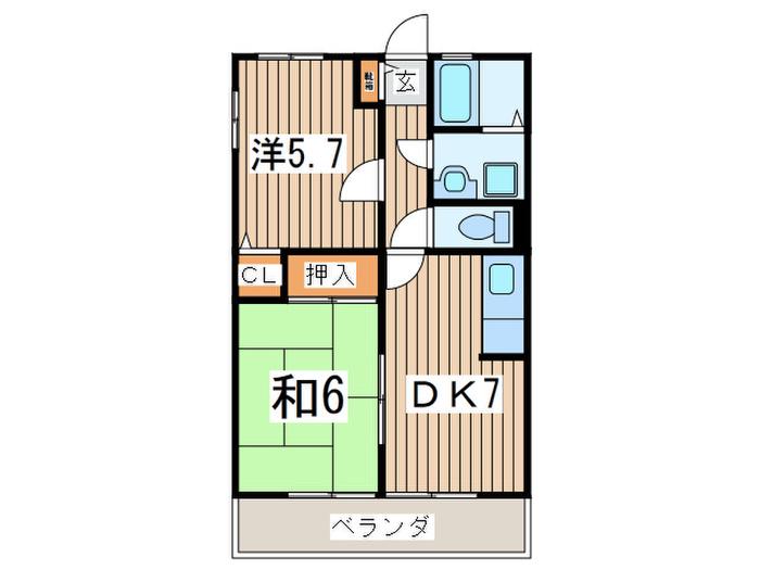 ドルチェ湘南山手(2DK/3階)の間取り写真