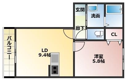 NOON イースト(1LDK/1階)の間取り写真
