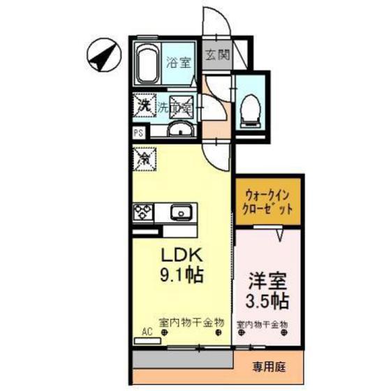 グラン ストリーツC(1LDK/1階)の間取り写真