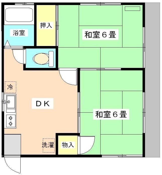 サンドゥエル(2DK/1階)の間取り写真