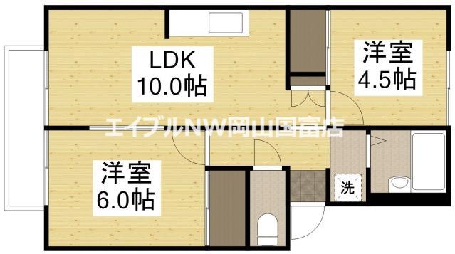 プレジール関(2LDK/1階)の間取り写真