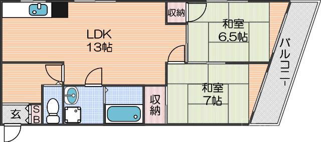 DAIKOマンション(2LDK/5階)の間取り写真