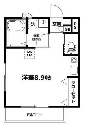 REVE天王町(ワンルーム/1階)の間取り写真