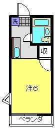 荒川ハイツ(ワンルーム/2階)の間取り写真