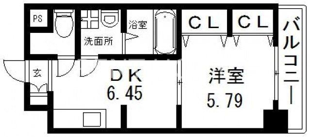 グランシャイニー(1DK/6階)の間取り写真