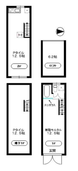 グラウンドⅣ桜木町(1SLDK/B1階)の間取り写真