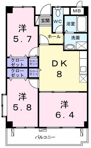 シャインASAHI(3DK/3階)の間取り写真
