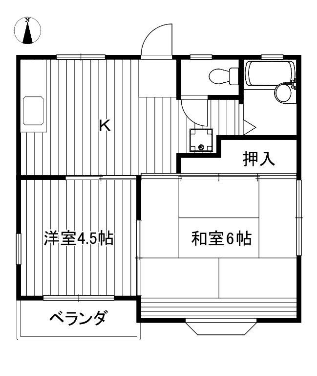 オダカハウス(2K/2階)の間取り写真