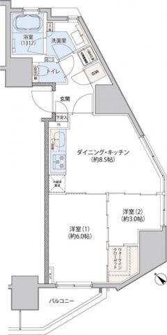 レジディア文京小石川II(2DK/4階)の間取り写真