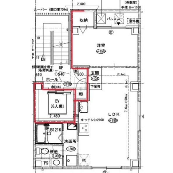 グレースメゾン谷町6(1LDK/2階)の間取り写真