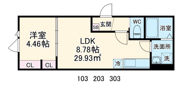 GRADUSお花茶屋(1LDK/1階)の間取り写真