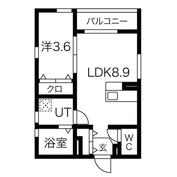 THE TOP 池下(1LDK/2階)の間取り写真