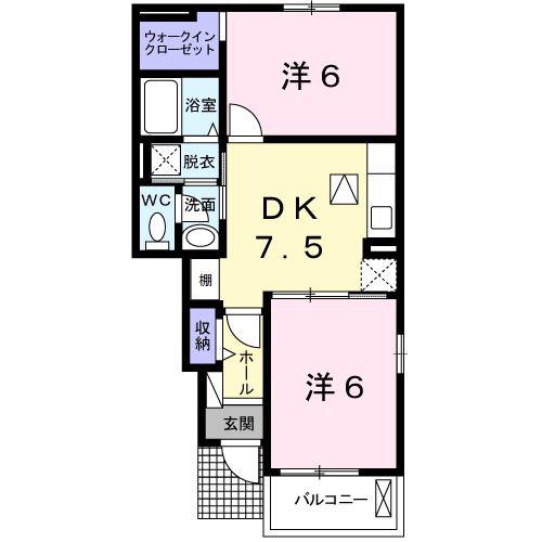 インペリアルII(2DK/1階)の間取り写真