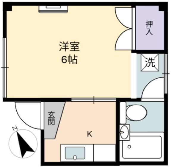 コスモハイム(1K/2階)の間取り写真