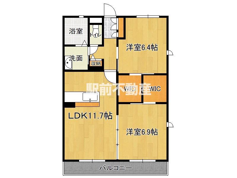 シャーメゾンリバーサイド城西(2LDK/2階)の間取り写真