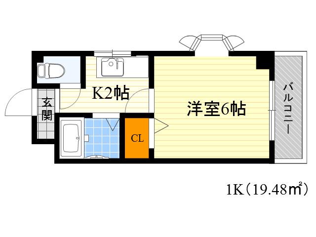 BELL@KIP(1K/6階)の間取り写真